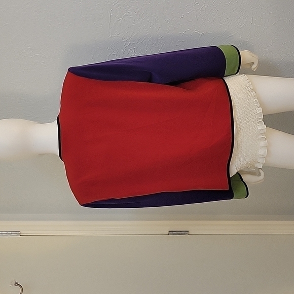 VTG LUCIA 1980s Colorful Long Sleeve Open Front Color Block Blazer - Picture 5 of 7